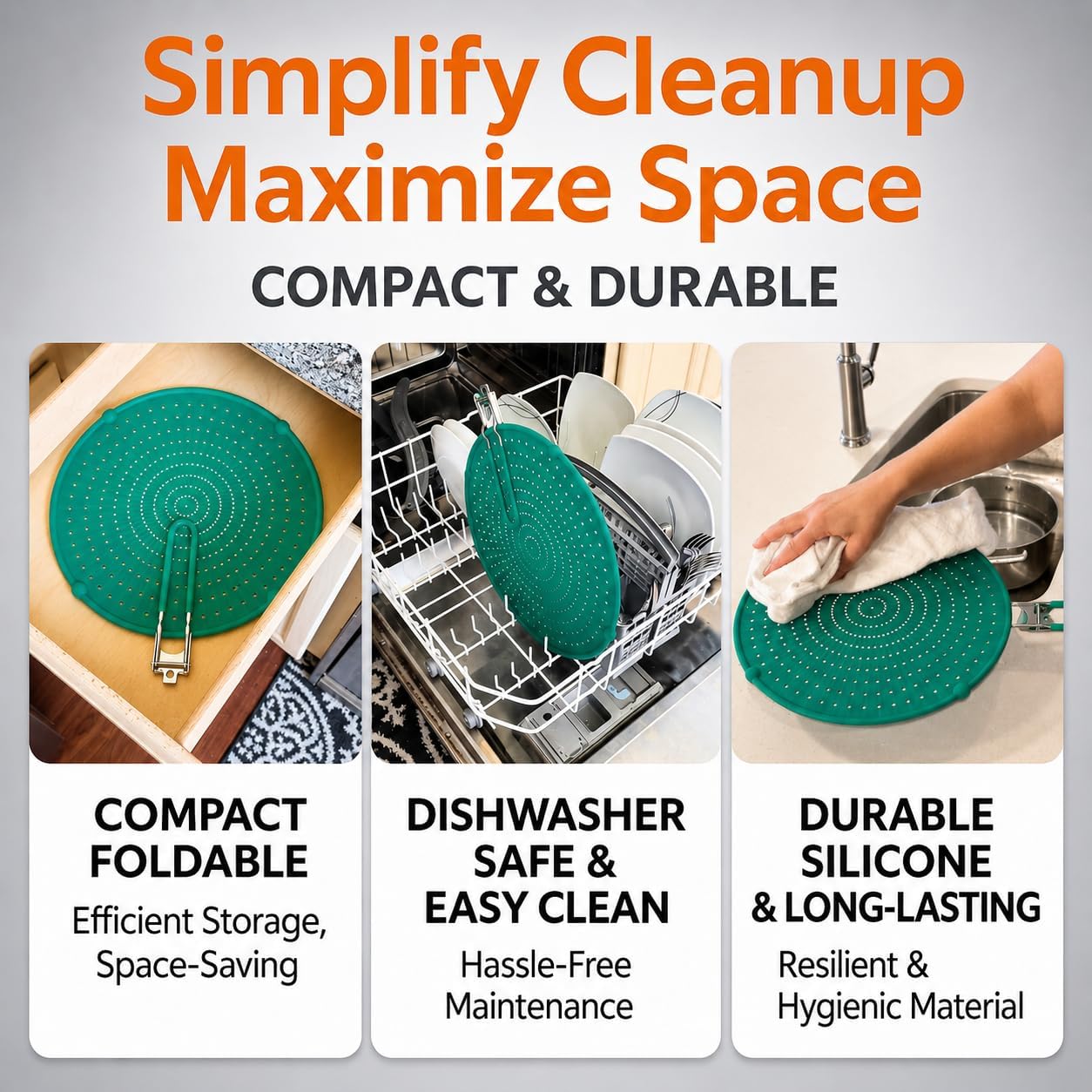 Silicone Splatter Screen for Frying Pan (Green)