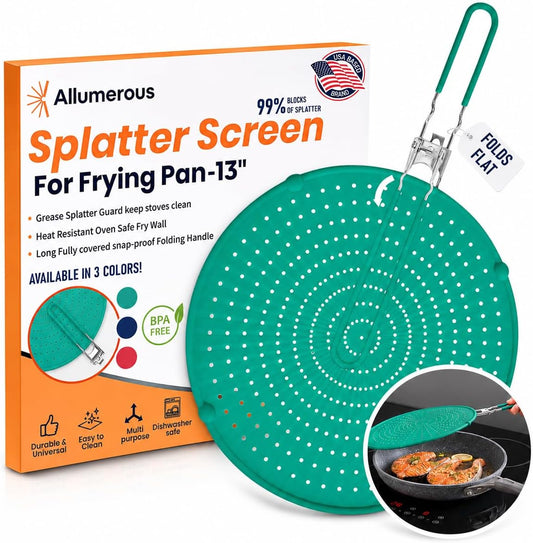 Silicone Splatter Screen for Frying Pan (Green)
