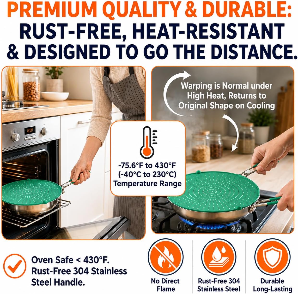 Silicone Splatter Screen for Frying Pan (Green)